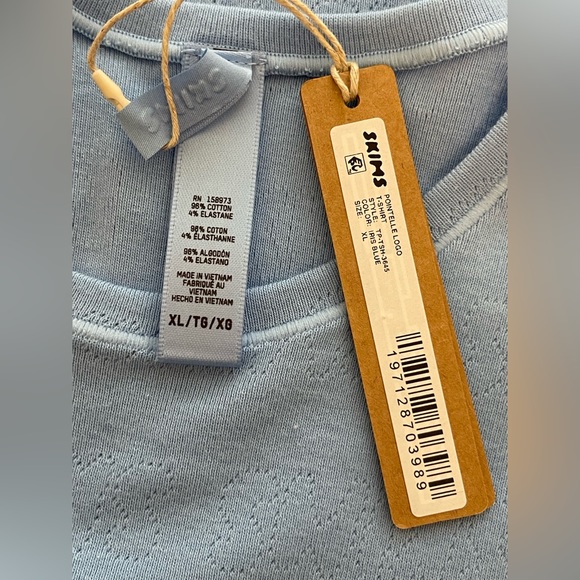 2013 New ~ SKIMS ~ Curvy Pointelle T-Shirt with Ruffle Edge Size XL LOGO ** - Picture 5 of 6